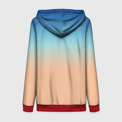 Женская толстовка на молнии Сине-бежевый градиент / 3D-Красный – фото 2