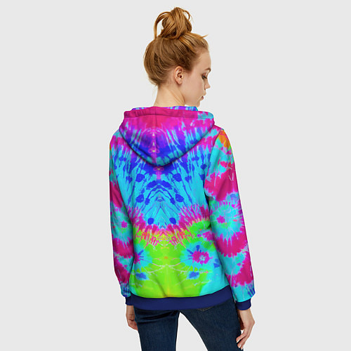 Женская толстовка на молнии Tie-Dye abstraction / 3D-Синий – фото 4