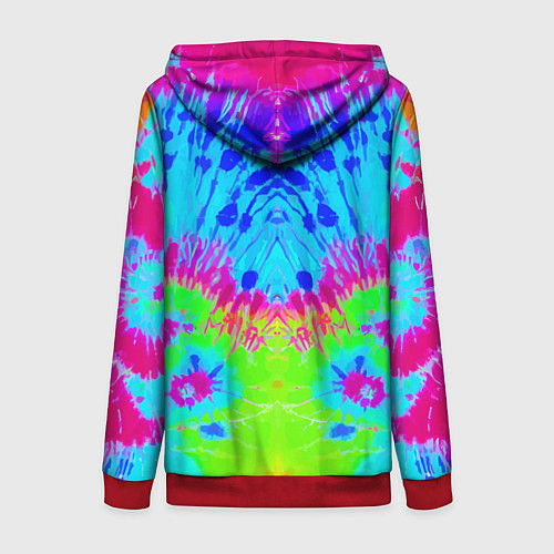 Женская толстовка на молнии Tie-Dye abstraction / 3D-Красный – фото 2