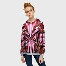 Толстовка на молнии женская Розовый кибер доспех, цвет: 3D-меланж — фото 2
