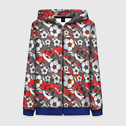 Толстовка на молнии женская Футбол паттерны, цвет: 3D-синий