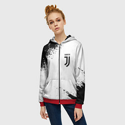 Толстовка на молнии женская Juventus sport color black, цвет: 3D-красный — фото 2