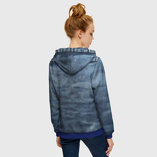Женская толстовка на молнии Старая джинса / 3D-Синий – фото 4