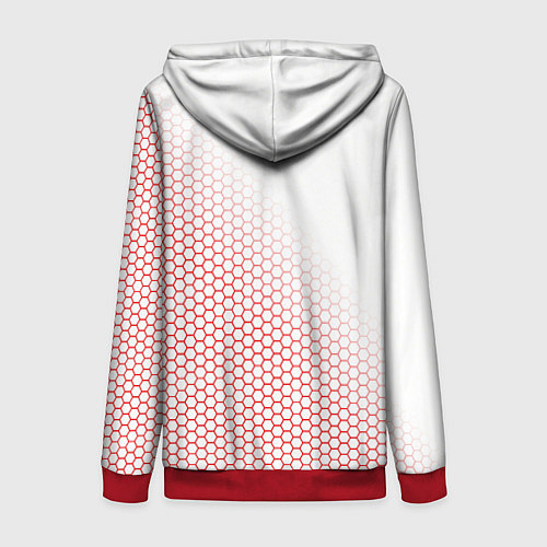 Женская толстовка на молнии Красно-белый соты / 3D-Красный – фото 2