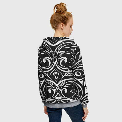 Женская толстовка на молнии Белое на чёрном / 3D-Меланж – фото 4