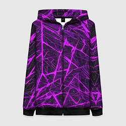 Женская толстовка на молнии Фиолетовая паутина на чёрном фоне