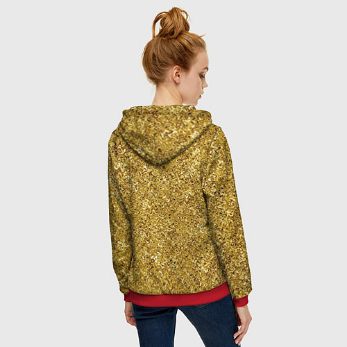 Женская толстовка на молнии Золотой волнистый с переливами / 3D-Красный – фото 4