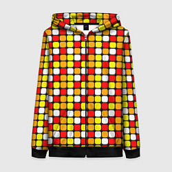 Женская толстовка на молнии Красные, жёлтые и белые квадраты