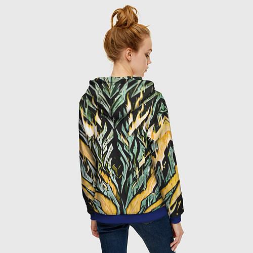 Женская толстовка на молнии Камень и жёлтый огонь / 3D-Синий – фото 4