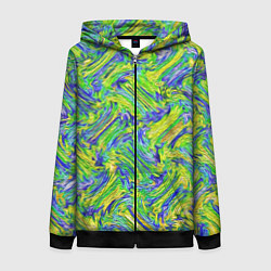 Женская толстовка на молнии Абстрактная зеленая вязка