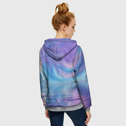 Женская толстовка на молнии Абстрактное небо и водная гладь / 3D-Меланж – фото 4