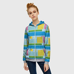Толстовка на молнии женская Узор из таблицы Менделеева, цвет: 3D-меланж — фото 2