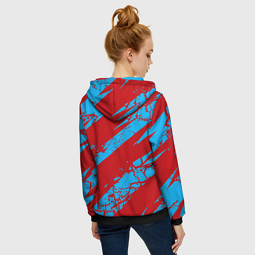 Женская толстовка на молнии Red stripes / 3D-Черный – фото 4