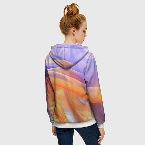 Женская толстовка на молнии Оранжевая и синяя абстрактная дуга / 3D-Белый – фото 4