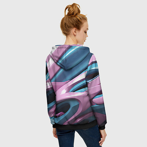 Женская толстовка на молнии Пластичная абстракция / 3D-Черный – фото 4