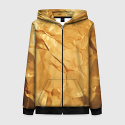 Толстовка на молнии женская Золотая поверхность камня, цвет: 3D-черный