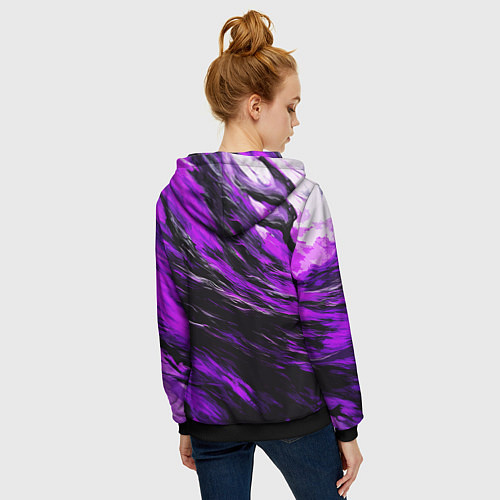 Женская толстовка на молнии Чёрная и розовая буря / 3D-Черный – фото 4