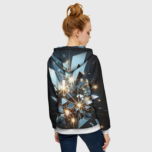 Женская толстовка на молнии Текстура с осколками / 3D-Белый – фото 4