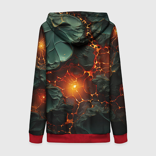 Женская толстовка на молнии Объемная текстура и лава / 3D-Красный – фото 2