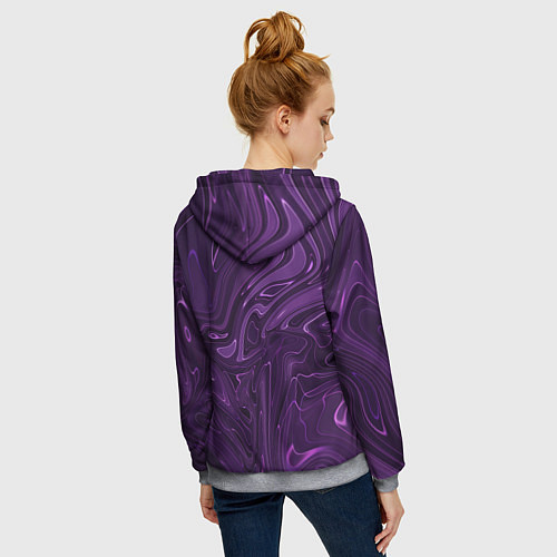 Женская толстовка на молнии Абстакция на темно фиолетовом / 3D-Меланж – фото 4
