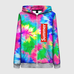 Толстовка на молнии женская Color abstraction - summer, цвет: 3D-меланж