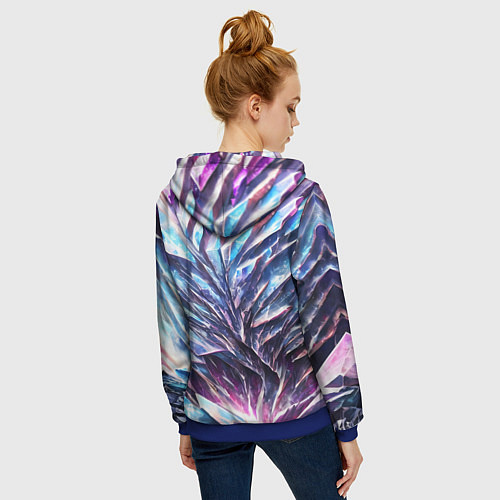 Женская толстовка на молнии Синий драгоценный камень / 3D-Синий – фото 4