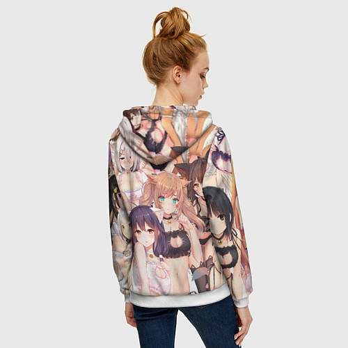 Женская толстовка на молнии Аниме тяночки / 3D-Белый – фото 4