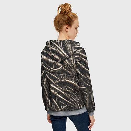 Женская толстовка на молнии Серые трубки чужих / 3D-Меланж – фото 4