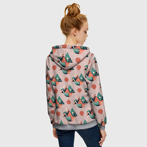 Женская толстовка на молнии Абстракция, треугольник / 3D-Меланж – фото 4
