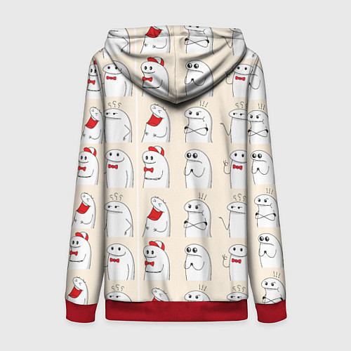 Женская толстовка на молнии Смешные мемы паттерн / 3D-Красный – фото 2