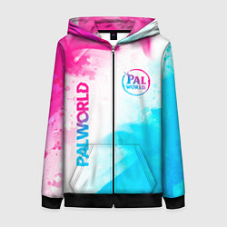 Толстовка на молнии женская Palworld neon gradient style вертикально, цвет: 3D-черный