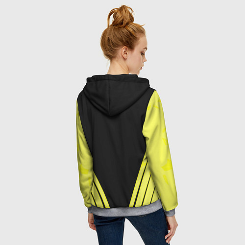 Женская толстовка на молнии Borussia geometry yellow / 3D-Меланж – фото 4