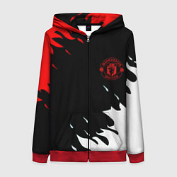 Толстовка на молнии женская Manchester United flame fc, цвет: 3D-красный