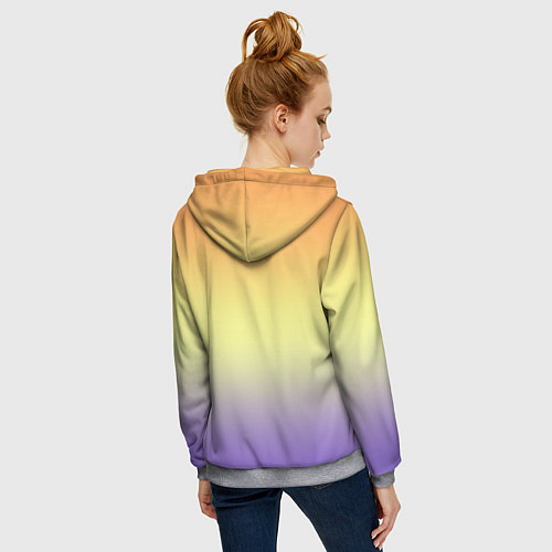 Женская толстовка на молнии Градиент жёлто-сиреневый светлый / 3D-Меланж – фото 4
