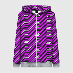 Толстовка на молнии женская Киберпанк узор фиолетовый и чёрный, цвет: 3D-меланж