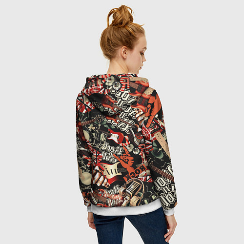 Женская толстовка на молнии Рок патерн / 3D-Белый – фото 4