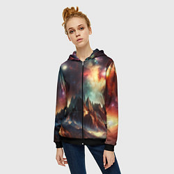 Толстовка на молнии женская Space landscape with mountains, цвет: 3D-черный — фото 2