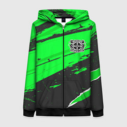 Толстовка на молнии женская Bayer 04 sport green, цвет: 3D-черный