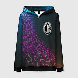 Толстовка на молнии женская AC Milan футбольная сетка, цвет: 3D-черный