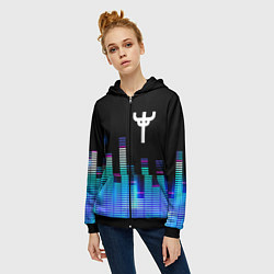 Толстовка на молнии женская Judas Priest эквалайзер, цвет: 3D-черный — фото 2