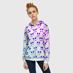 Толстовка на молнии женская Marshmello pattern neon, цвет: 3D-белый — фото 2