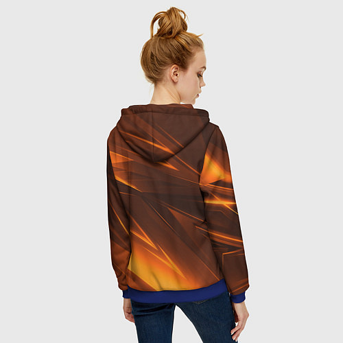 Женская толстовка на молнии Geometry stripes orange / 3D-Синий – фото 4