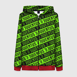 Толстовка на молнии женская Juventus green pattern sport, цвет: 3D-красный