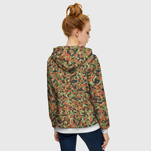 Женская толстовка на молнии Пятнистый камуфляжный паттерн / 3D-Белый – фото 4