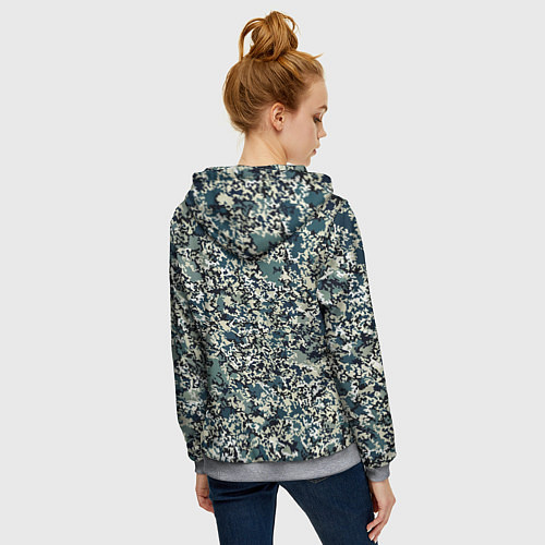 Женская толстовка на молнии Бирюзовый хаки абстрактный пааттерн / 3D-Меланж – фото 4