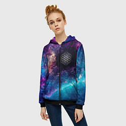 Толстовка на молнии женская Coldplay space rock, цвет: 3D-черный — фото 2