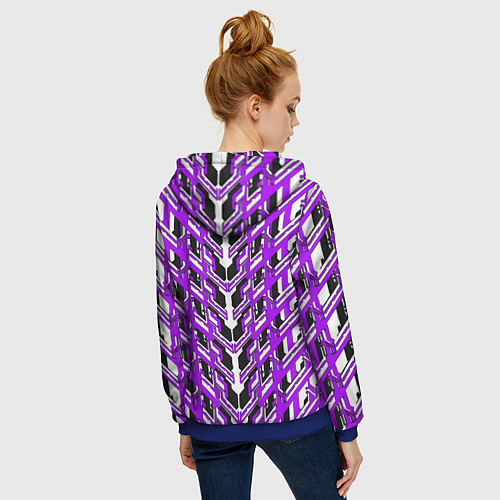 Женская толстовка на молнии Фиолетовая техно броня / 3D-Синий – фото 4
