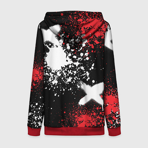 Женская толстовка на молнии Мазда на фоне граффити и брызг красок / 3D-Красный – фото 2