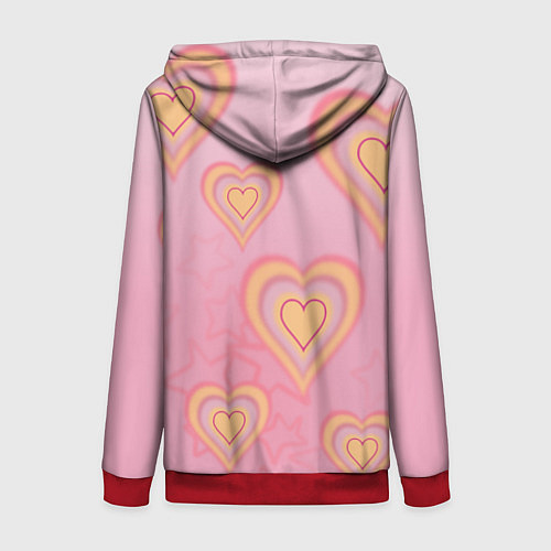 Женская толстовка на молнии Сердца градиент / 3D-Красный – фото 2