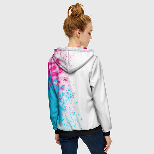 Женская толстовка на молнии Borussia neon gradient style по-вертикали / 3D-Черный – фото 4